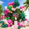 Tropical Flamingo Balloons Garland Arch Kit, Hot Pink Green Macaron Pink Gold Confetti Exploding Star Foil Balloons with Flamingo Foil Balloon for Luau Hawaiian Beach Birthday Party Decorations
